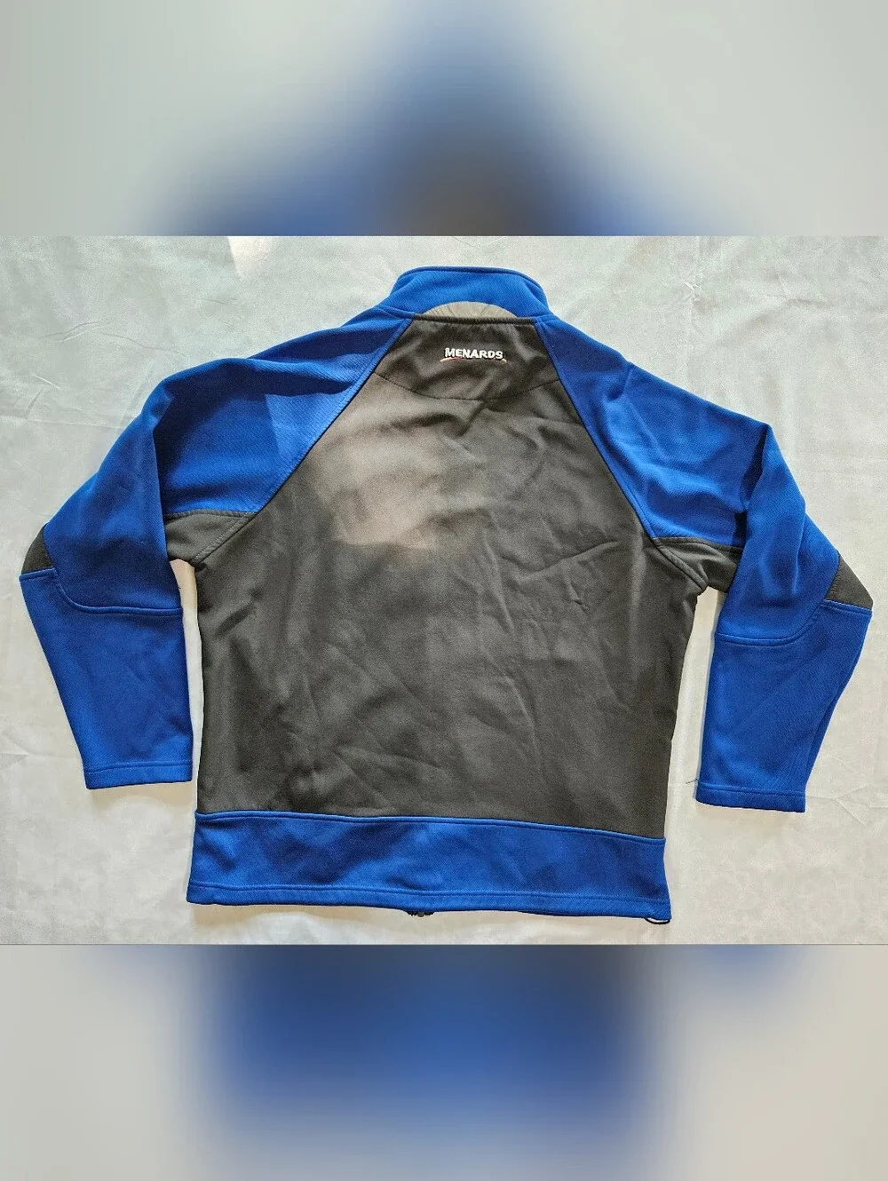 Menards Mens L Long Sleeve Full Zip Jacket Blue Gray Softshell Fleece Lined